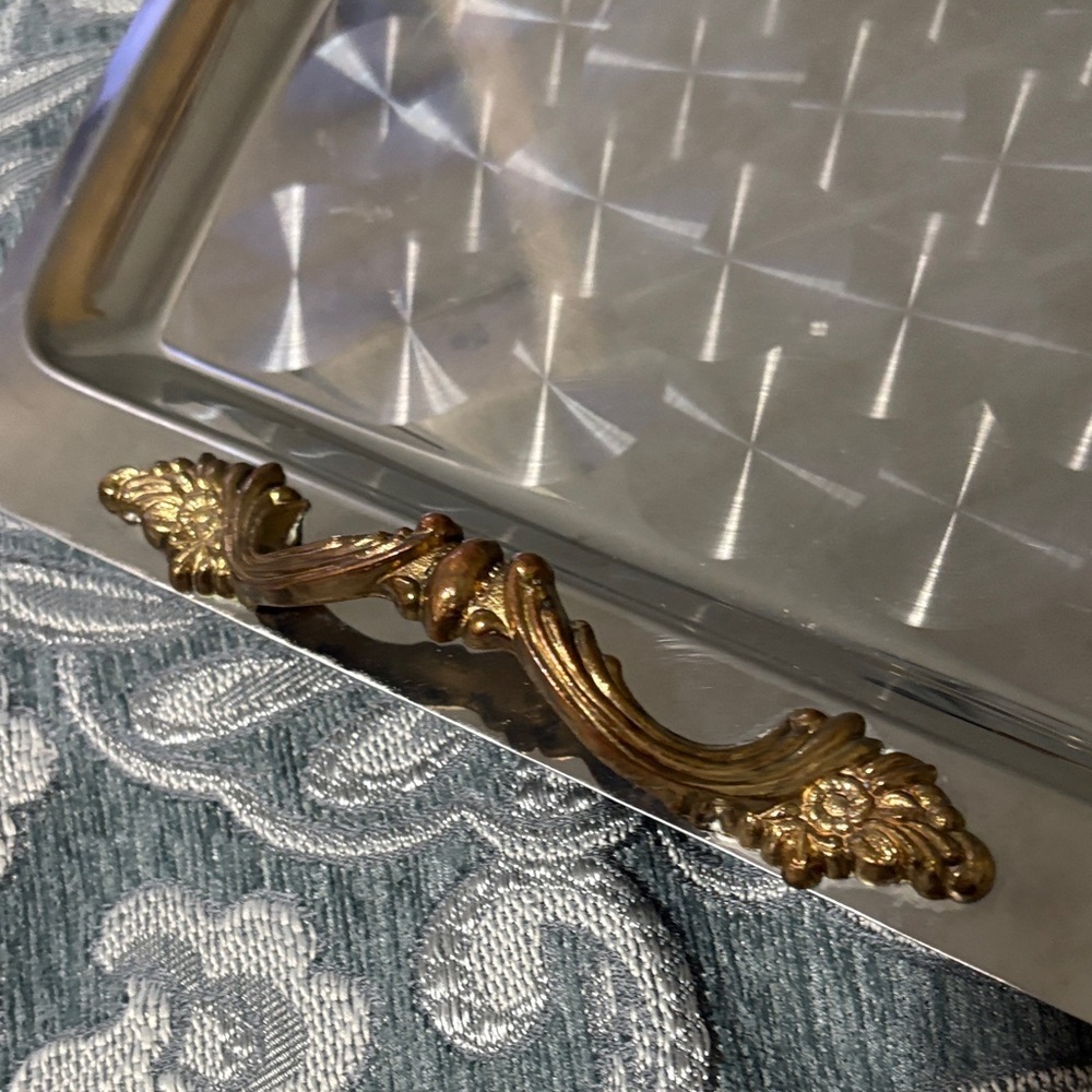 Vintage Silver Tray with Gold Detailing - Picture 3 of 4